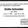 Klein Emilie 1906-1981 Todesanzeige